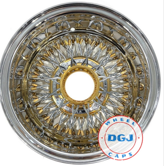 *DGJ 14x7 Rev 72 Spokes Cross Lace with Gold Nipples/Hub