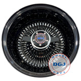 DGJ 13x7 Rev 100 Spoke All Black w/ Chrome Nip+Hub Lowrider Wire Wheel Rims