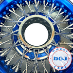 DGJ 13x7 Rev 72 CL Diamond Spokes, Candy Blue Dish & Ring Lowrider Wire Wheels