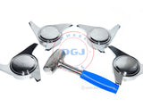 3 Bar Chrome Smooth Knock-off Spinners & Lead Hammer for Lowriders Wire Wheels (M)