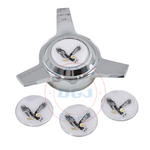 White on Chrome Plastic Eagle Lowrider Wire Wheel Chips Emblems Size 2.25