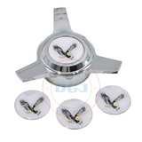 White on Chrome Plastic Eagle Lowrider Wire Wheel Chips Emblems Size 2.25
