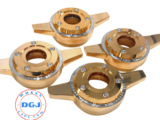 Zenith Locking Style Gold + Chrome Rings/Screws Knock-Offs Lowrider Spinners