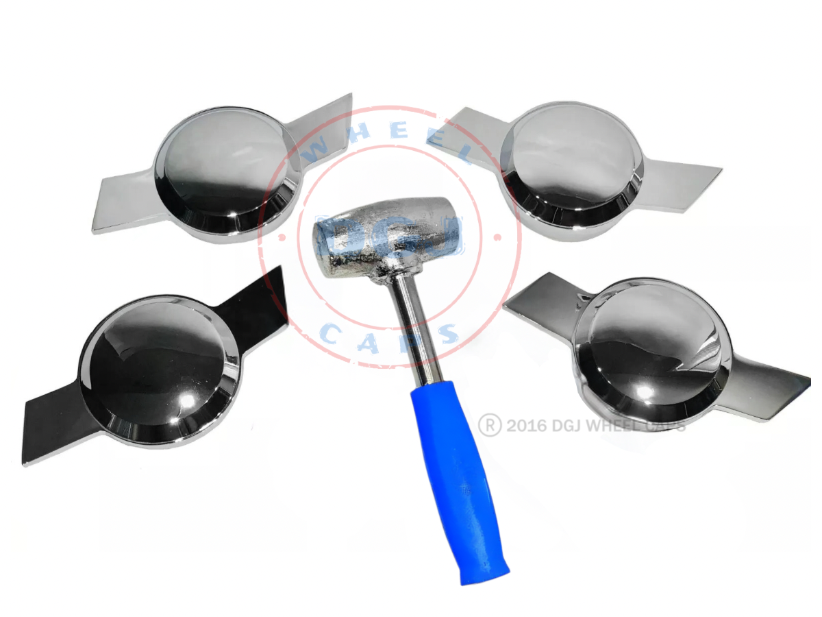 Bowtie Smooth Chrome Knock-Offs Spinners & Lead Hammer for Lowriders Wire Wheels