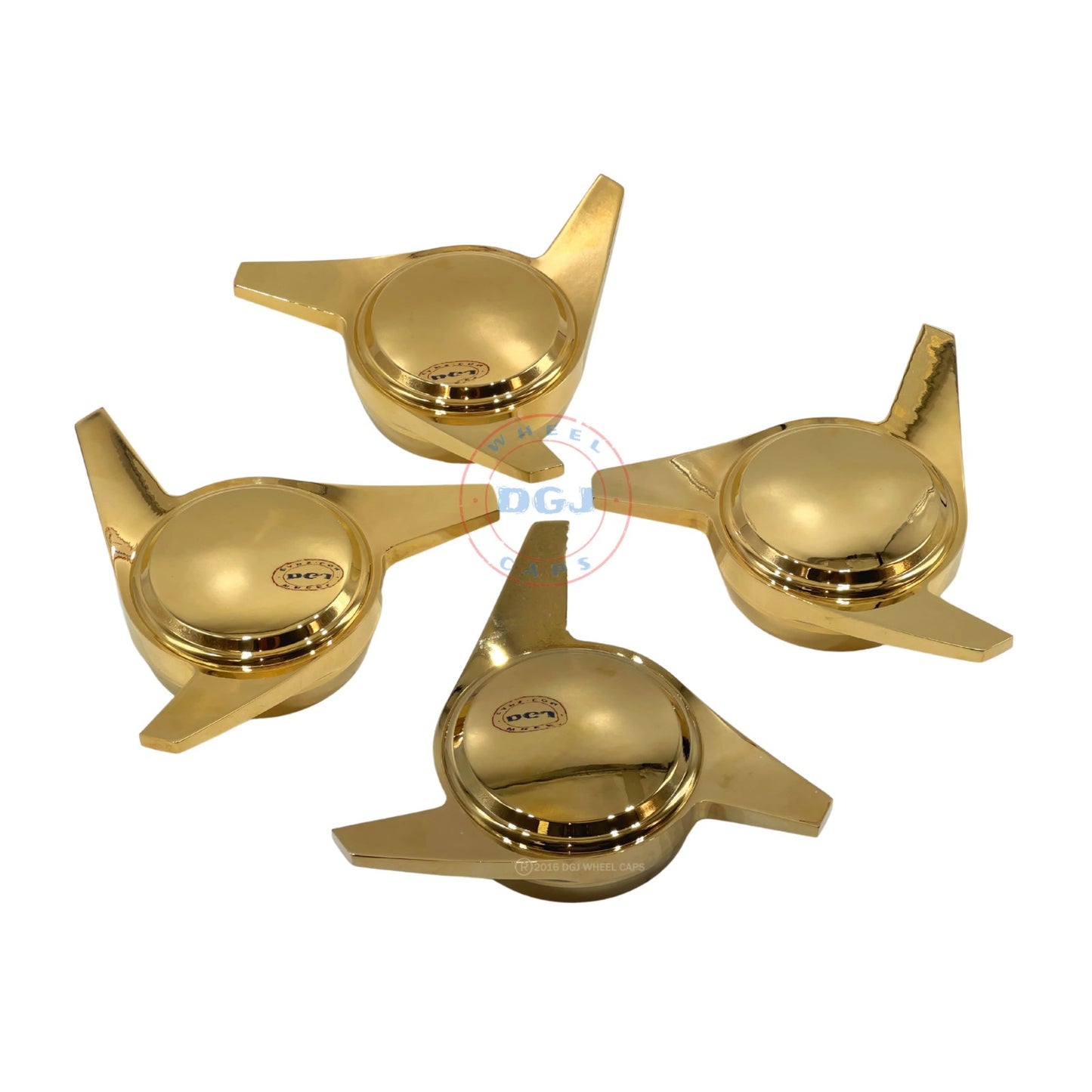 *3 Bar Smooth Gold KnockOff Spinner Caps for Lowrider Wire Wheels (MISMATCH SET)