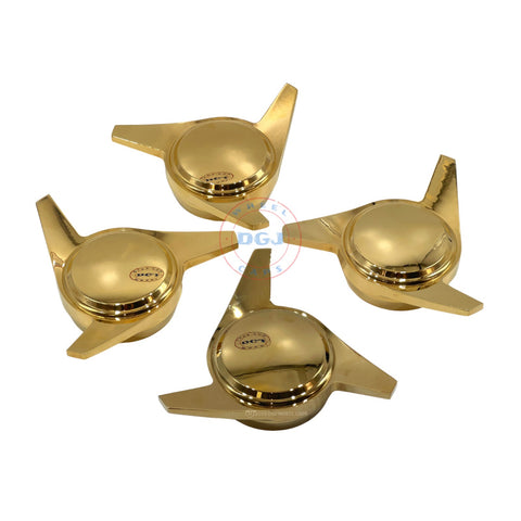 *3 Bar Smooth Gold KnockOff Spinner Caps for Lowrider Wire Wheels (MISMATCH SET)