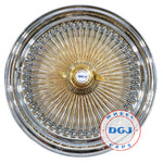 DGJ WHEELS 22x8 Standard 150 Spokes Gold Spokes & Hub Lowrider Wire Wheel Rims