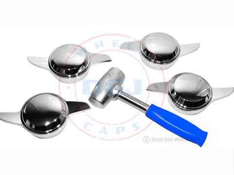 2 Bar Chrome Smooth Knock-Offs Spinners and Blue Lead Hammer Set (M)