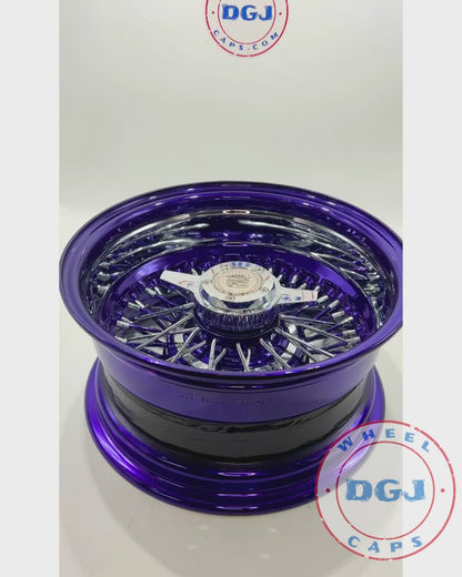Zenith Style 14's Rev 72 Cross Lace Candy Purple & Chrome Lowrider Wire Wheels