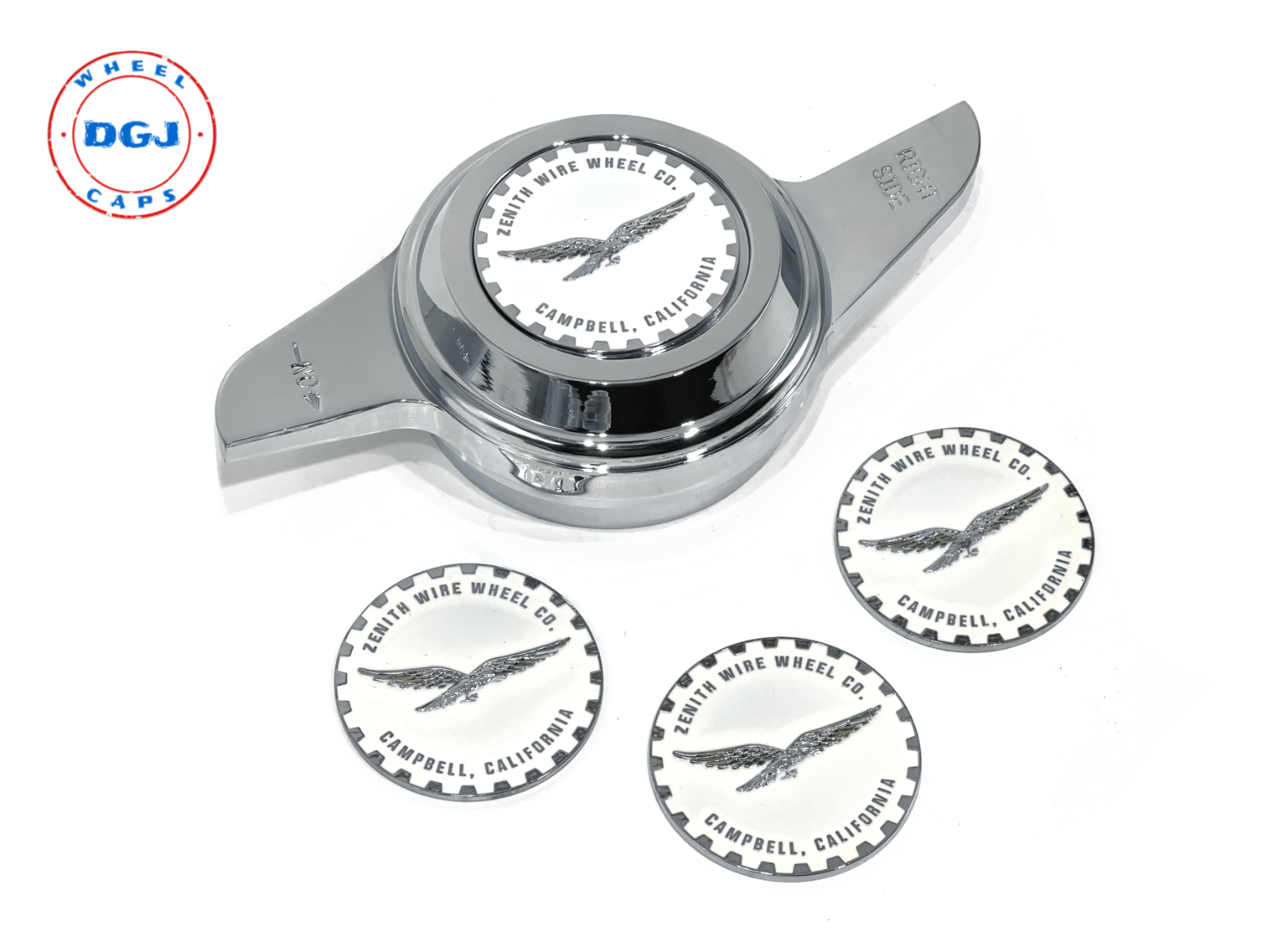 Zenith Eagle Chrome Lowrider Wire Wheel Metal Chips Emblems Size