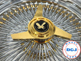 DGJ 18x8 STD 100 Spokes Gold Nipples, Hub & Knockoffs Lowrider Wire Wheel Rims