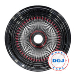 DGJ WHEEL 18x8 STD 100 Spoke All Black w/ Red Nip+Hub Ring Lowrider Wire Wheels
