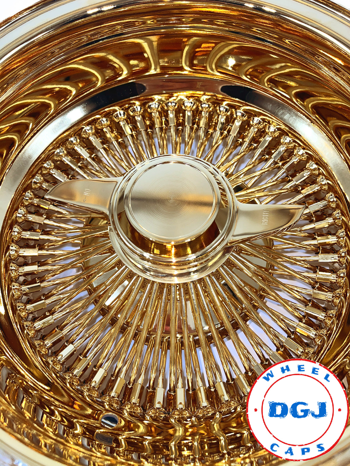Ｊ 18x8 Standard 100 Spokes Gold Nipples & Knockoffs Lowrider