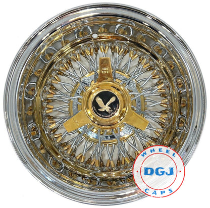 Lowrider Wire Wheels DGJ Wheel Caps DGJ WHEEL 13x7 Rev 72 Cross Lace Gold Nipples & Hub Lowrider Wire Wheels