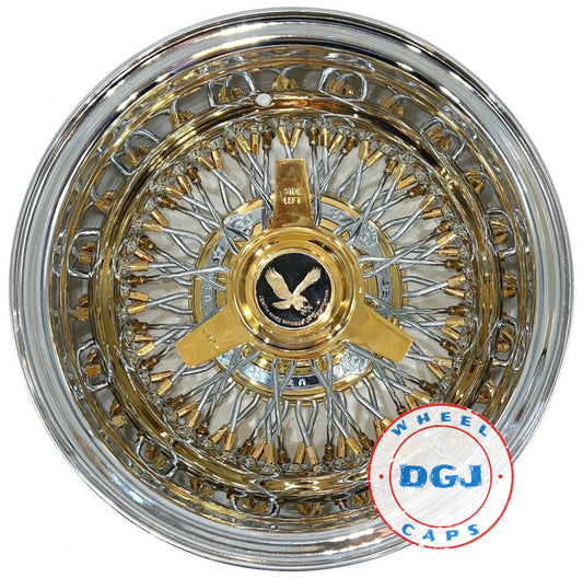 Lowrider Wire Wheels DGJ Wheel Caps DGJ WHEEL 13x7 Rev 72 Cross Lace Gold Nipples & Hub Lowrider Wire Wheels