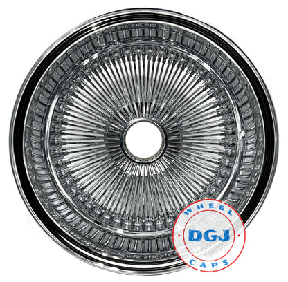 17x8 Reverse 100 Spokes All Chrome Lowrider Wire Wheels with Knock-Offs