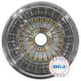 DGJ WHEEL 14x7 Rev 72 Straight Gold Nipples & Hub Ring Lowrider Wire Wheels