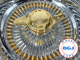 DGJ WHEEL 13x7 Rev 100 Spoke Gold Nipples & Hub Ring Lowrider Wire Wheels