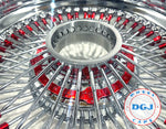 DGJ 14x7 Rev 72 Straight Lace Candy Red Nip & Hub Ring Lowrider Wire Wheel Rims