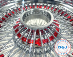 DGJ 13x7 Rev 72 Straight Lace Candy Red Nip & Hub Ring Lowrider Wire Wheel Rims