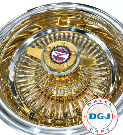 13x7 Zenith Style Rev 72 Straight Spokes Center Gold Lowrider Wire Wheel Rims
