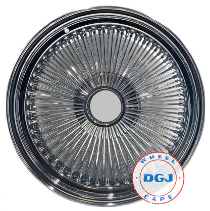 15x8 Standard 100 Spokes All Chrome Lowrider Wire Wheels with Knock-Offs