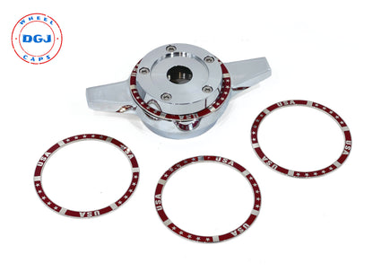 Zenith Style Locking Burgundy on Chrome Rings for Lowrider Wire Wheels Knockoffs
