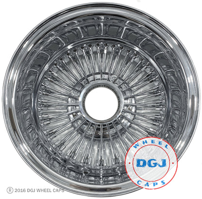 Lowrider Wire Wheels DGJ Wheel Caps DGJ 14x7 Rev 72 Straight Lace All Chrome Lowrider WW Rims USA Made