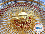 DGJ WHEELS 22x8 STD 150 Spokes Candy Red & Gold Lowrider Wire Wheel Rims