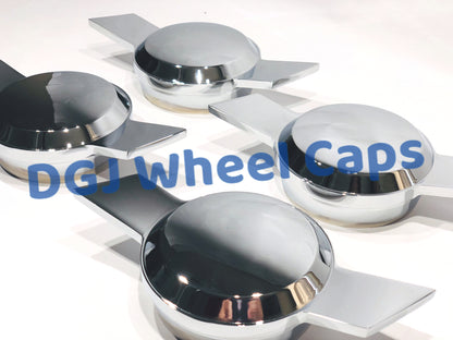 Chevy Type Bow tie Chrome Smooth Knock-Offs Spinners For Lowrider Wire Wheels