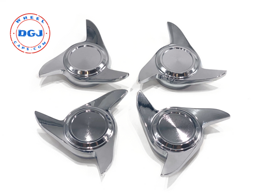 3 Bar Old School Cut Chrome Knock-Off Spinner Caps for Lowrider Wire Wheels