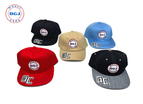 Embroidered DGJ WHEEL CAPS Logo Cap Snapback Hat for Adults Adjustable Unisex