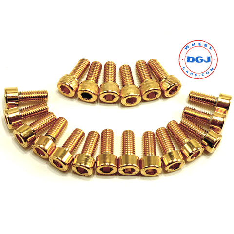 Set of 20 Gold Locking Nut Screws Set For Lowrider Wire Wheels