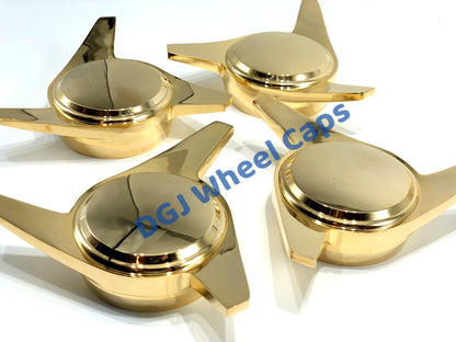 3 Bar Gold Smooth Knock-Offs Spinners for Lowrider Wire Wheels