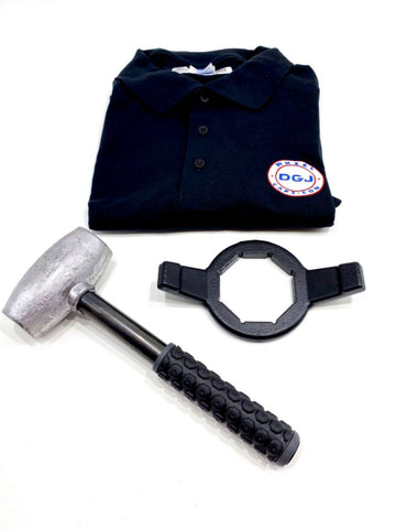 6Lbs Wire Wheel Knock Off Lead Hammer, Hex Wrench and Polo Shirt