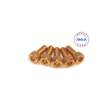 Set of 5 Gold Locking Nut Screws Set For Lowrider Wire Wheels