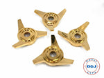 3 Bar Hex Cut Superswept 24K Gold Knockoff Spinner Caps for Lowrider Wire Wheels