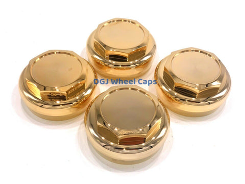 Hex Cut Gold Knock-offs Spinners for Lowrider Wire Wheels