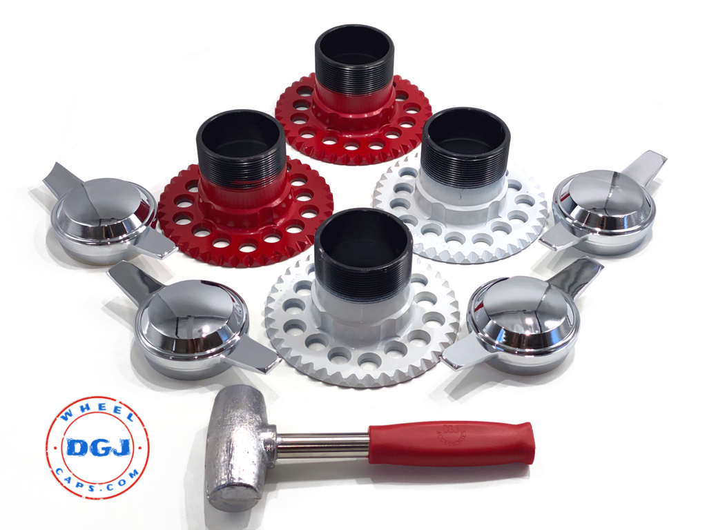 5 Lug Universal Wire Wheel Adapters, Lead Hammer and Zenith Smooth Spi DGJ Wheel Caps