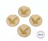 Cream on Gold Plastic Eagle Lowrider Wire Wheel Chips Emblems Size 2.25