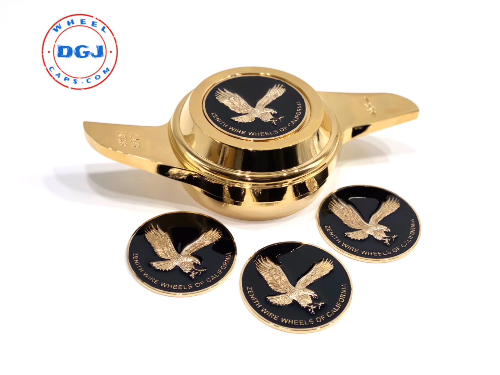 Zenith Eagle Gold Lowrider Wire Wheel Metal Chips Emblems Size