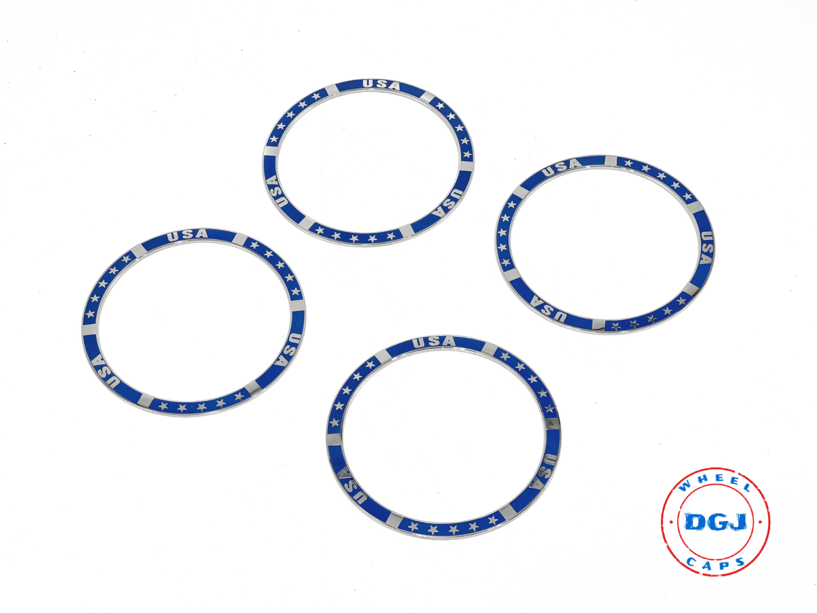 Zenith Style Locking Blue on Chrome Rings for Lowrider Wire Wheels