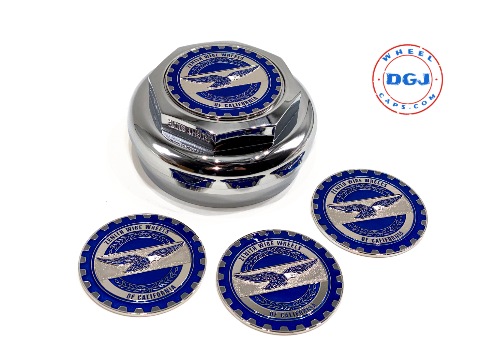 Zenith Eagle Chrome Lowrider Wire Wheel Metal Chips Emblems Size