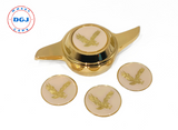 Cream on Gold Plastic Eagle Lowrider Wire Wheel Chips Emblems Size 2.25