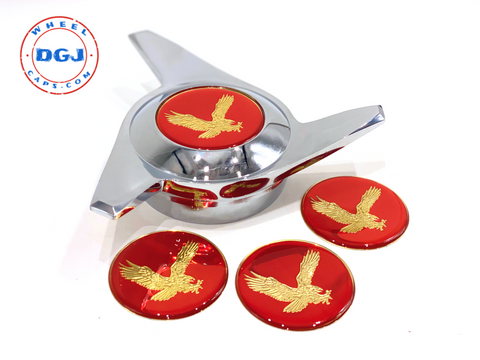 Orange Red Plastic Eagle Lowrider Wire Wheel Chip Emblems Size 2.25