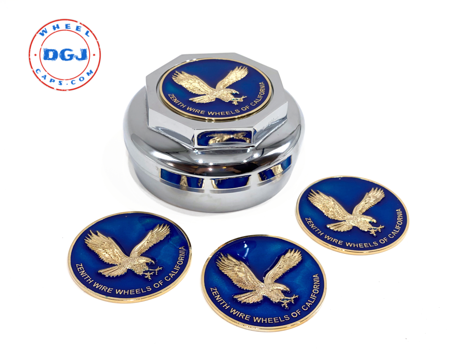 Zenith Eagle Gold Lowrider Wire Wheel Metal Chips Emblems Size