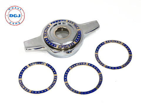 Superswept Zenith Blue on Gold Rings for Lowrider Wire Wheel Knockoffs