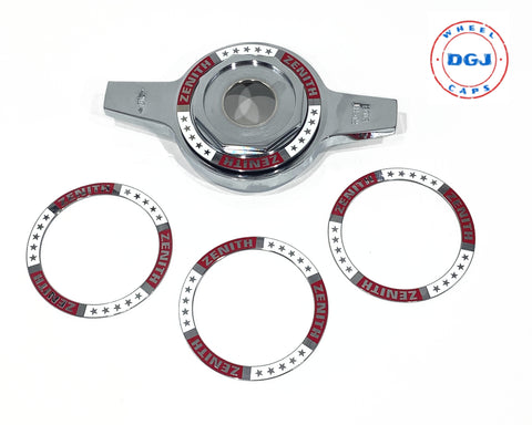 Superswept Zenith Red & White on Chrome Rings for Lowrider Wire Wheel Knockoffs