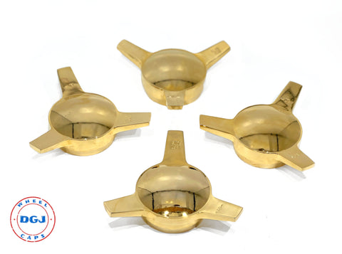 3 Bar Smooth Straight Gold Knock-Off Spinner Caps for Lowrider Wire Wheels