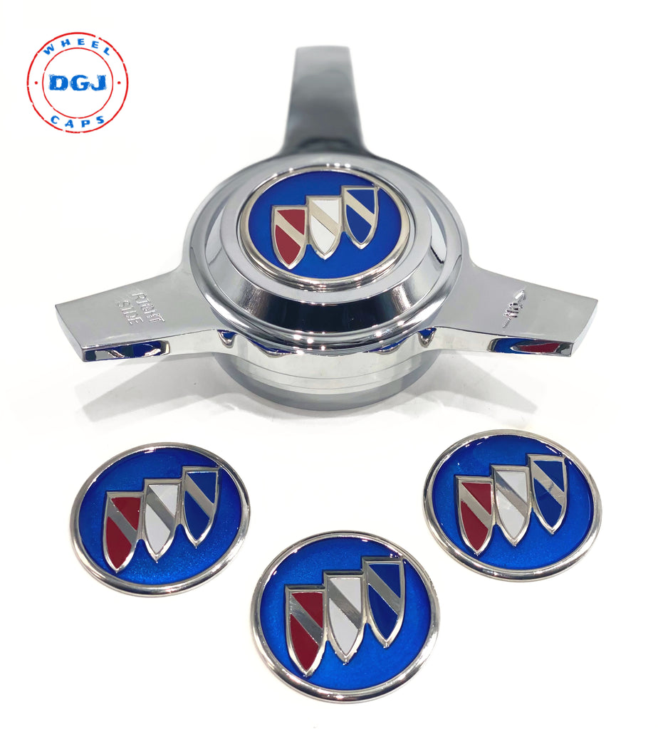 Buick Chrome Lowrider Wire Wheel Metal Chips Emblems Size 2.25